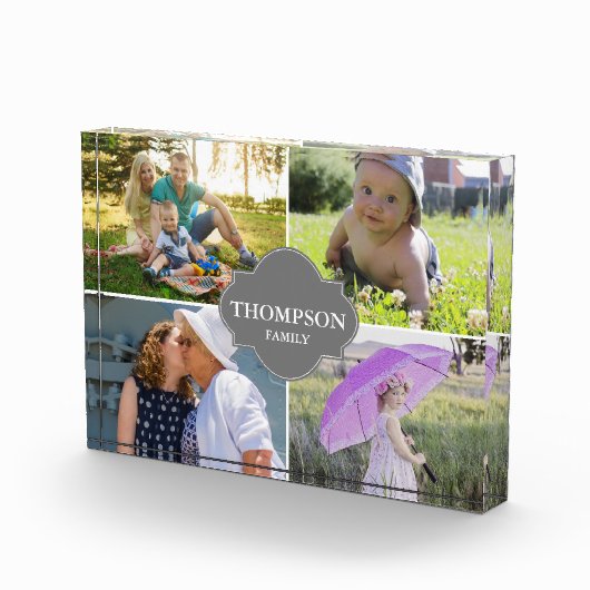 Moderne familienaam en foto's grijze steun (Rechts)