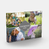 Moderne familienaam en foto's grijze steun (Links)