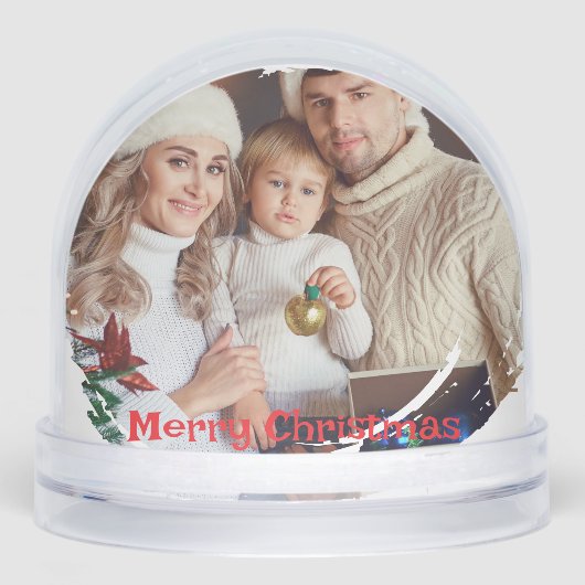 Moderne familienaam Foto Keepsake Vrolijk Kerstfee Sneeuwbol (Voorkant)