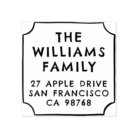 Moderne familienaam Hand getrokken Lijst retouradr Rubberstempel (Afrduk)