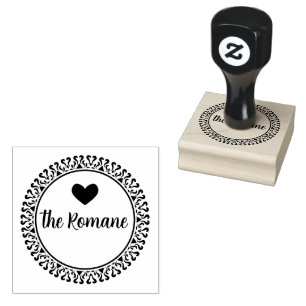 Moderne familienaam Heart Return Adres Ronde Rubberstempel