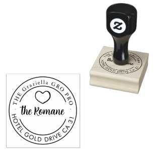 Moderne familienaam Heart Return Adres Ronde Rubberstempel