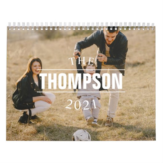 Moderne familienaam Jaar Foto Kalender (Hoes)