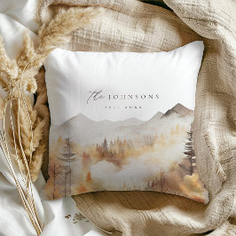 Moderne familienaam kussen rustieke cabine decor