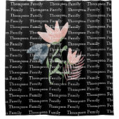 Moderne familienaam l Floral l Zwart-wit Douchegordijn (Voorkant)