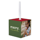 Moderne familienaam Minimal Merry Christmas Foto Decoratie (Achter hoekig)