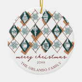 Moderne familienaam Vrolijk Kerstfeest Keramisch Ornament (Voorkant)