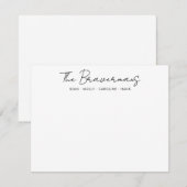 Moderne familienaam zwarte handgeschreven scriptle notitiekaartje (Voorkant / Achterkant)