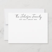 Moderne familienaam Zwarte Script Lettertypekallig Notitiekaartje (Voorkant)
