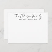 Moderne familienaam Zwarte Script Lettertypekallig Notitiekaartje (Voorkant / Achterkant)