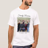 Moderne familiereünie aangepaste jaarnaam en foto t-shirt (Voorkant)