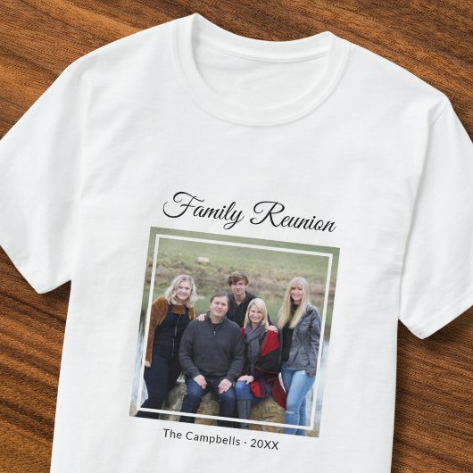 Moderne familiereünie aangepaste jaarnaam en foto t-shirt