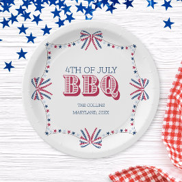 Moderne familiereünie BBQ 4th of July Summer Party Papieren Bordje