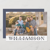 Moderne familiesportret - Aangepaste kerstnaam Feestdagenkaart (Voorkant / Achterkant)