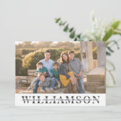 Moderne familiesportret - Aangepaste kerstnaam Feestdagenkaart (Staand voorkant)