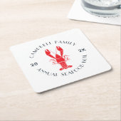 Moderne Family Lobster Boil Custom Kartonnen Onderzetters (Schuin)
