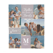 Moderne FAMILY Photo Collage Monogram Name 5 foto'