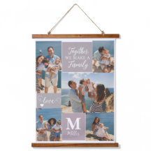 Moderne FAMILY Photo Collage Monogram Name 5 foto'