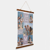 Moderne FAMILY Photo Collage Monogram Name 5 foto' Hangend Wandkleed (Gebogen)