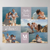Moderne FAMILY Photo Collage Monogram Name 5 foto' Poster (Voorkant)