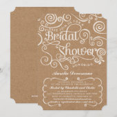 Moderne Fancy Kraft Swirls Vrijgezellenfeest Kaart (Voorkant / Achterkant)