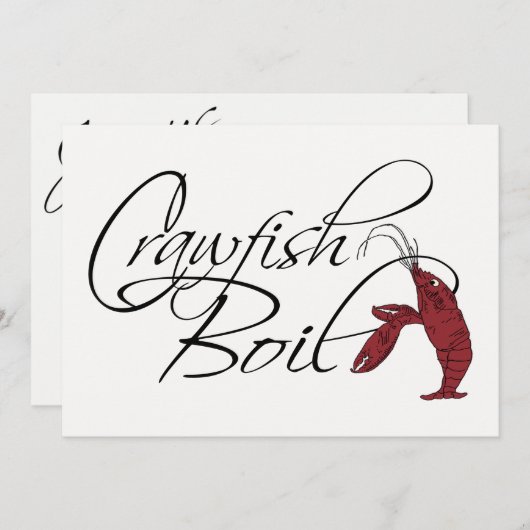Moderne Fancy Script Crawfish Boil Kaart (Voorkant / Achterkant)