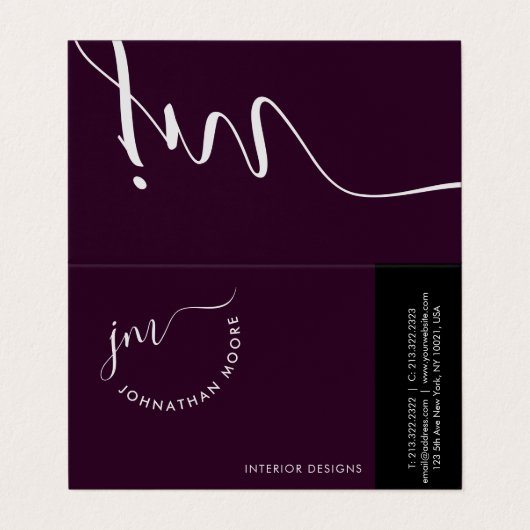 Moderne Fancy script voor professionele kromming Visitekaartje (Buitenkant ongevouwen)