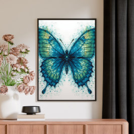 Moderne Fantasie Fractale Kunst Waterverf Vlinder Canvas Afdruk