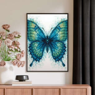Moderne Fantasie Fractale Kunst Waterverf Vlinder Canvas Afdruk
