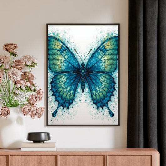 Moderne Fantasie Fractale Kunst Waterverf Vlinder Canvas Afdruk