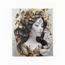 Moderne Fantasie Kunst in Zwart en Goud