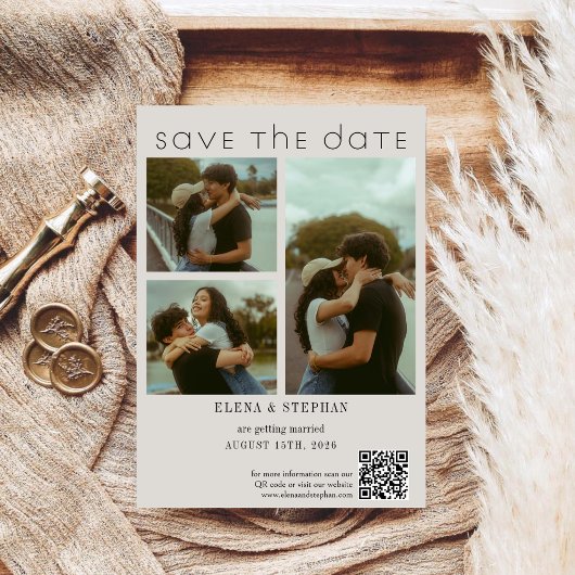 Moderne Fantasie Script QR Code Huwelijk Save The Date
