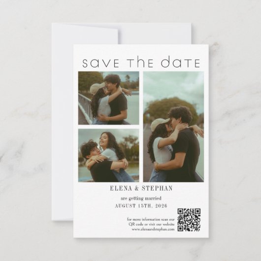 Moderne Fantasie Script QR Code Huwelijk Save The Date (Voorkant)