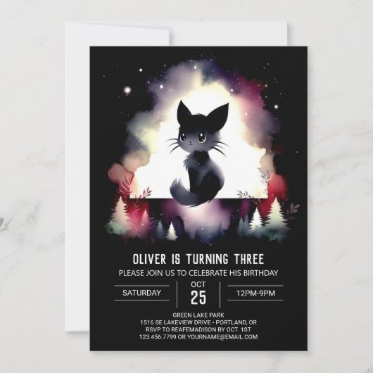 Moderne Fantasy Cat Verjaardag Kaart (Voorkant)
