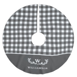 Moderne Farmhouse Buffalo Pset Monogram Naam Kerstboom Rok