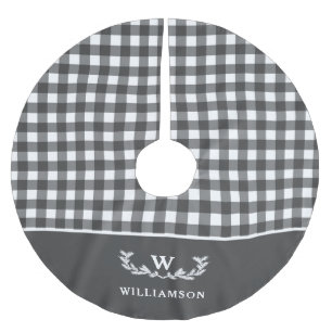 Moderne Farmhouse Buffalo Pset Monogram Naam Kerstboom Rok