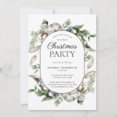 Moderne Farmhouse Groene Kerstfeestje Kaart (Voorkant)