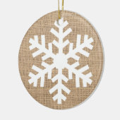 Moderne Farmhouse Kerst Sneeuwvlok Rustieke Jute Keramisch Ornament (Links)