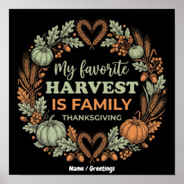 Moderne Farmhouse Thanksgiving Familioogst  Poster
