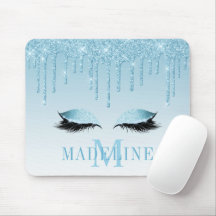 Moderne, fashionable Blue Glitter Lashes Monogram