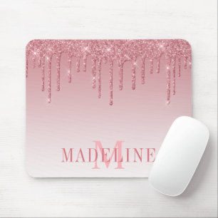 Moderne, fashionable Dusty Pink Glitter Monogram Muismat