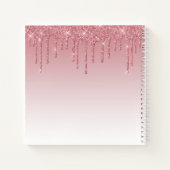 Moderne, fashionable Dusty Pink Glitter Monogram Notitieboek (Achterkant)
