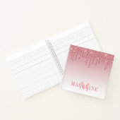 Moderne, fashionable Dusty Pink Glitter Monogram Notitieboek (Binnen)