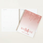 Moderne, fashionable Glitter Roos Gold Monogram Planner (Display)