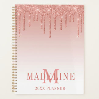 Moderne, fashionable Glitter Roos Gold Monogram Planner