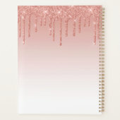 Moderne, fashionable Glitter Roos Gold Monogram Planner (Achterkant)