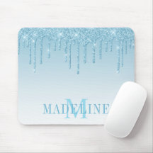 Moderne, fashionable Light Blue Glitter Monogram