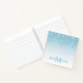 Moderne, fashionable Light Blue Glitter Monogram Notitieboek (Binnen)