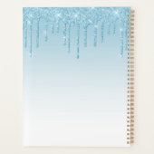 Moderne, fashionable Light Blue Glitter Monogram Planner (Achterkant)