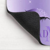 Moderne fashionable Monogram Paarse Glitter Lashes Muismat (Hoek)